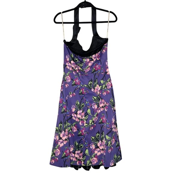 Karen Millen Purple Floral Halter Dress US 10 NWT - Picture 10 of 14